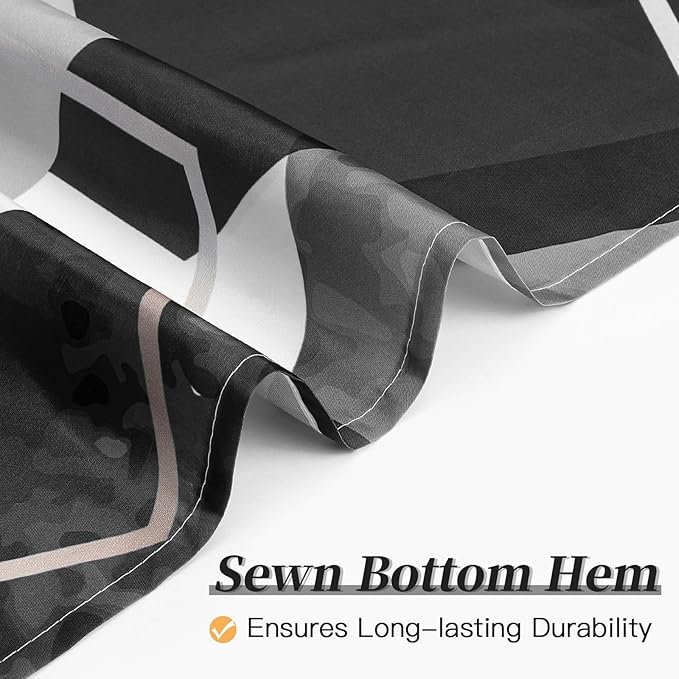 Litabel Modern Small Stall Shower Curtain for Bathroom, Black Geometric Art Decor Waterproof Bath Curtain, Abstract Fabric Shower Curtain Sets for Home Decor, 36" W x 72" L Inch