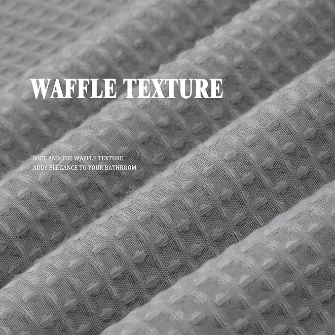 Awellife Waffle Hotel Textured Grey Shower Curtains for Bathroom 230 GSM Heavy Duty Fabric Liner, 72" W X 72" L Inch