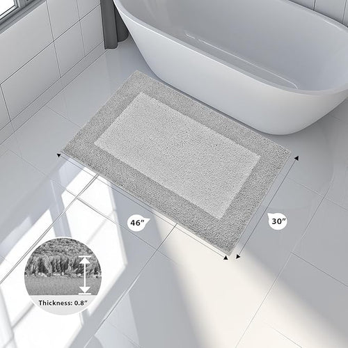 anllugs Bathroom Rugs 30" x 46", Non-Slip Extra Soft Absorbent Bath Rugs, Machine Washable Quick Dry Bath Mats for Bathroom Floor, Shower, Bathtub and Sink, Light Grey & Grey