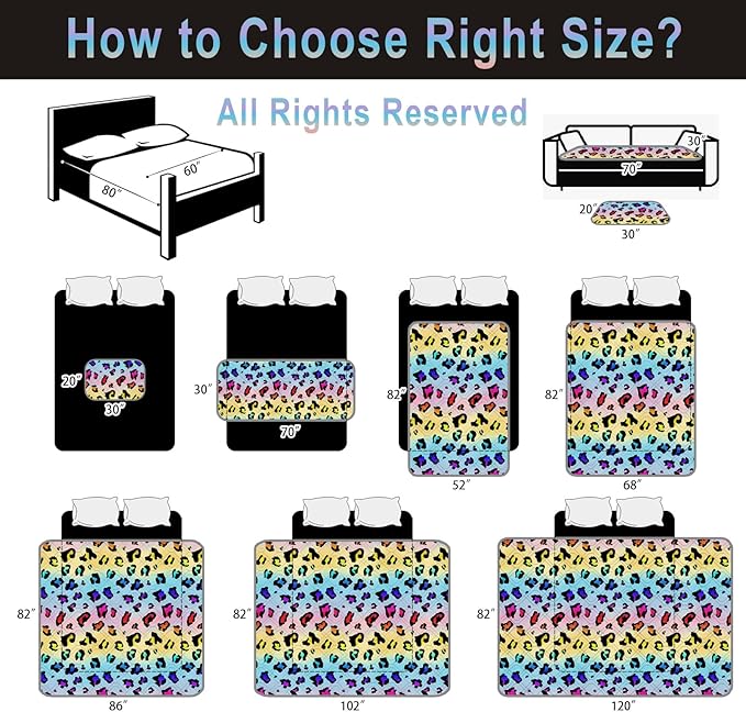 Topthumbs Waterproof Dog Bed Cover 120x82inch Reversible Pad Reusable Camping Mat for Kids/Pet/Dog/Cat Washable Geometric Embroidery Blanket Patchwork Rainbow Leopard Printed+Gray