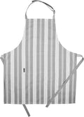 AMOUR INFINI Cotton Striped Aprons for Women with Pockets - Adjustable Strap and Waist Ties Printed Apron for Baking, Cooking, Gardening (27.5 x 33 Inches - Gray)