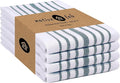Native Fab Stripe Kitchen Towels 4 Pack Scandia Herringbone Weave 16"x26" - Cotton Kitchen Cloth, Super Absorbent Dish Towels, Multi Purpose Quick Dry Kitchen Washcloths - Teal Green White