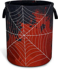 Spider Web Laundry Basket Funny Blood Splatter Foldable Waterproof Oxford Cloth Tote Bag Laundry Hamper Round Large Clothes Storage Bucket Organizer For Bathroom/Laundry Storage/Bedroom 18.9x16.5 Inch