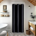 OVZME Stall Fabric Shower Curtain Set - 36x72, Waffle Weave 230GSM Heavy Duty Small Stall Shower Curtains for Narrow Stall Size, Machine Washable Bath Curtain with 12 Plastic Hooks, 36x72 Inch, Black