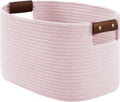 ECDYQXVU Cotton Rope Basket, Storage Baskets with Handle, 15x10x9 Inch Woven Basket for Shelves, Laundry, Towels, Clothes, Books (Light/Pink 1Pack)