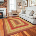 Homespice Cider Barn Red Braided Rugs 8x10' - Oval Jute Country Rugs for Living Room and Dining Room, No-Shed Jute, Pet Friendly, Durable and Easy to Maintain