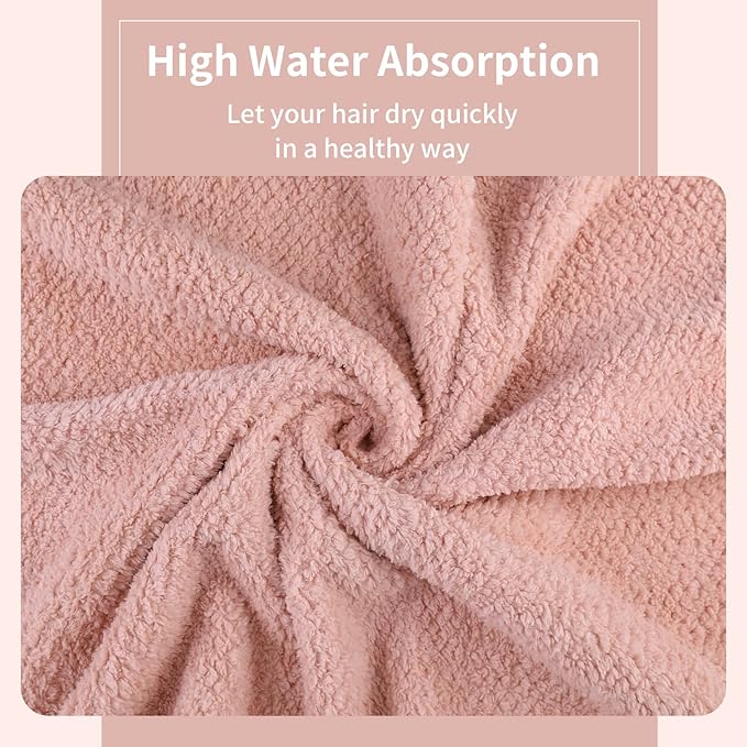 Laojbaba Microfiber Hair Towel Quick Dry Hair Towel Hair Drying Towels Suitable for All Kinds of Hair Ultra Absorbent Long and Thick Hair 20X40inch Lotus Root Pink (1pcs)