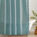 MONDAY MOOSE Scalloped Waffle Weave Shower Curtain with Rustproof Metal Grommet Holes for Bathroom, Machine Washable, Hooks Included (72x72 inch, Dark Blue/Sky Blue)