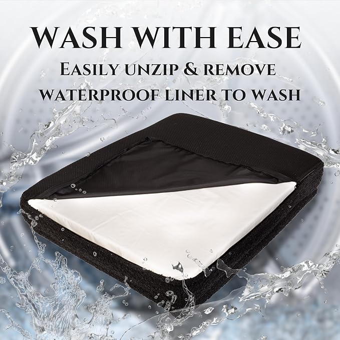 Wasatch Pup Luxury Boucle Fabric Orthopedic Large Dog Bed with Memory Foam | Breathable Comfort and Washable Dog Couch Bed with Waterproof Liner & Cover | Ideal Pet Beds for Big Dogs - Bone (45"x36x7)