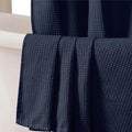 OVZME Navy Blue Shower Curtain Set, Waffle Textured Heavy Duty Fabric Shower Curtain for Bathroom, Luxury Hotel Weighted 230GSM Bath Curtain with 12 Plastic Hooks, Machine Washable, 72x72