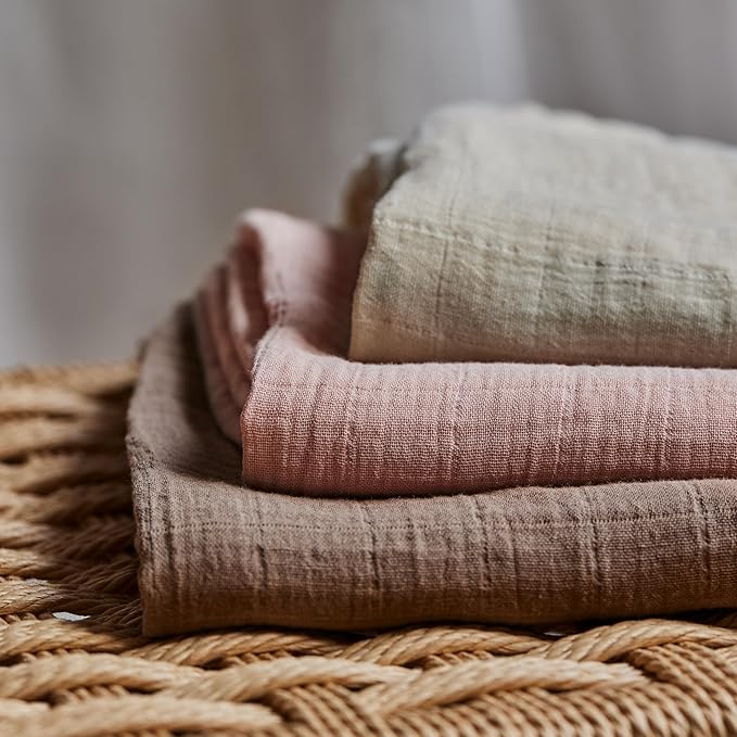 Huxie Swaddle - 100% Organic Cotton - Muslin Swaddle Blankets for Newborn, 47" x 47" 2-Pack (Fog/Blush)