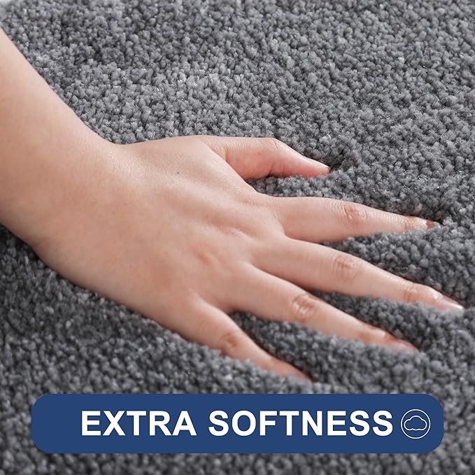 COSY HOMEER Bath Rugs for Bathroom Extra Thick - Anti-Slip Bath Mats Soft Plush Yarn Shaggy 100% Strong Mirco Polyeste Mat Living Room Bedroom Mat Floor Water Absorbent(Dark Grey,24x48 - Inches)