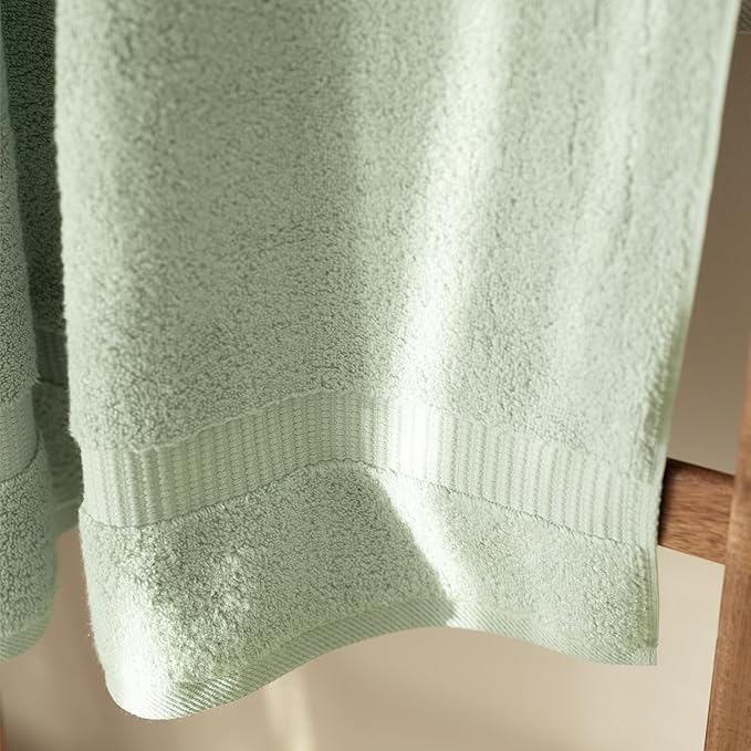 SALBAKOS 100% Turkish Cotton Bath Towel Set of 4 27x54 inch | Heirloom Quality | Hotel & Spa Collection | Soft, Absorbent, Long Lasting Bath Towels | Made in Turkey (Seafoam Green, 4 Bath Towels)