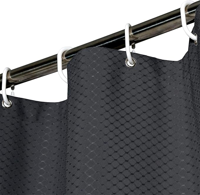 AooHome Extra Long Shower Curtain, Fabric Bathroom Curtain Waffle Weave Decor with Hooks, Weighted Hem, Heavy Duty, Water Repellent, Charcoal, 72x78 Inch