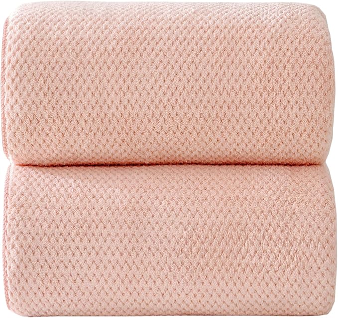 Akzpe 40x80 Inches Bath Sheets Towels for Adults Oversized Bath Towels Extra Large Luxury Super Soft Absorbent Quick Dry Microfiber (Pink, 2PCS)