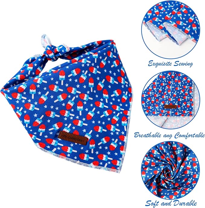 MR. CHUBBYFACE American Flag Dog Bandanas Boys Girls Reversible Triangle Bibs Scarf Accessories for Dogs Cats Pets