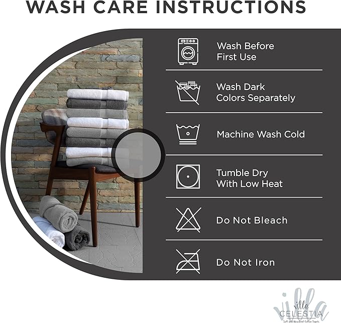 Villa Celestia 100% Cotton Hand Towel Set of 2, (16 x 28 inches) Sustainable, Soft, Highly Absorbent, Quick Drying, Combed Cotton Hand Towels Pack of 2 Ideal for Hotels, Spa, Bathroom, Dorm, Black