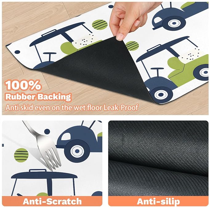 Eizlang Cartoon Golf Dog Cat Food Mat,12"x20" Inches Rapid Absorbent Pet Feeding Mat,Pets Placemat Water Bowl Mats with Rubber Backing,No Stains Cat Dog Feeding Mats Indoor,Pet Accessories Supplies