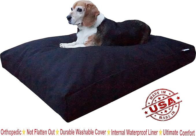 Dogbed4less Jumbo Orthopedic Extreme Comfort Memory Foam Dog Bed for Large Dog, Waterproof Internal Cover and Machine Washable External Canvas Pet Cover, 55"X47" Pillow, Black