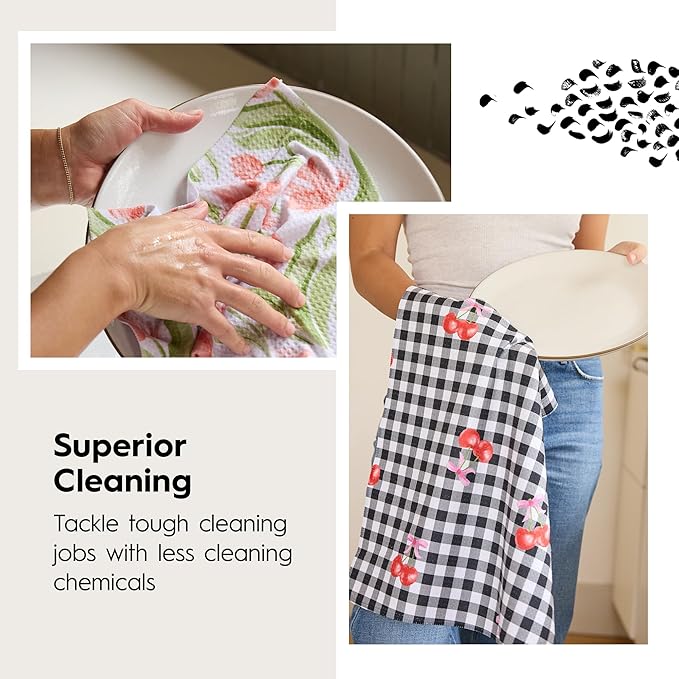 GEOMETRY Spring Kitchen Towels - Quick Dry Microfiber Cloth Spring & Summer Dish Towels for Kitchen Drying - Premium Quick Dry Towel - Pear Slices Lines, 18" x 30" - 1-Pack