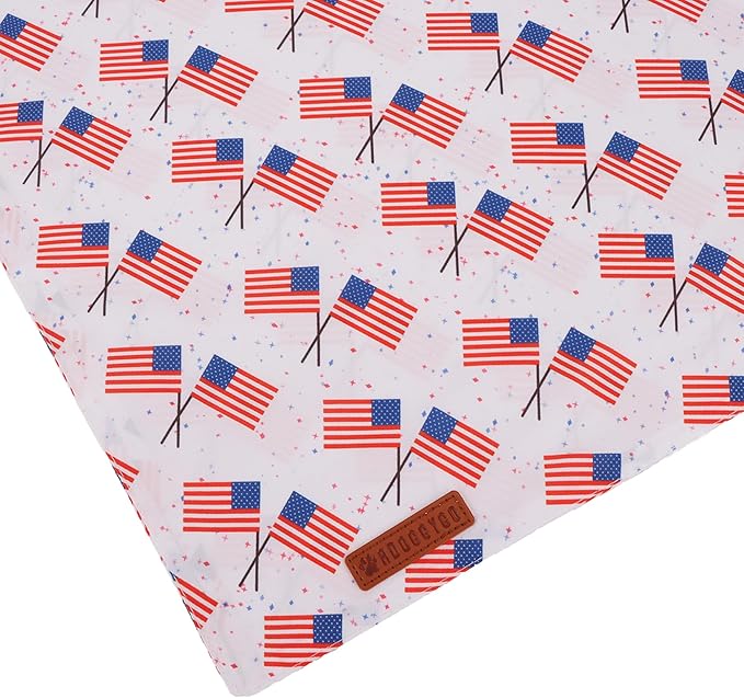 ADOGGYGO American Flag Dog Bandana 2 Pack, Reversible White Red USA Flag Pet Scarf Bib, Adjustable Fit 4th of July Bandanas for Extra Large Dogs Pets (X-Large)