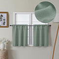 Lecloud Bessie Sage Green Kitchen Curtains 24 Inch Length 2 Panels Set, Faux Linen Cafe Short Curtains with Dual Rod Pocket, Window Curtain Tiers for Living Room/Bathroom, Each 30 W x 24 L