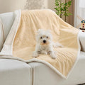 Qeils Pet Blankets for Cats - Waterproof Cat Blanket Washable - Sherpa Fleece Puppy Blanket, Soft Plush Reversible Throw Protector for Bed Couch Car Sofa, 30"X40", Khaki