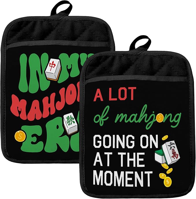 Mahjong Gifts Pot Holders for Kitchen，Mahjong Gifts for Women，Funny Oven Mitts,Cute Pot Holders,Funny Kitchen Decor,Potholder(Color-06)
