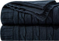 NTBAY 100% Pure Cotton Oversize (60x80) Cable Knit Throw Blanket, Super Soft Warm Knitted Throw Blanket for Bed, Sofa, Chair, Couch - Extra Cozy, Machine Washable, Comfortable Home Decor, Navy