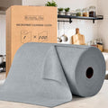 KitchLife Microfiber Cleaning Cloth Roll, 100 Pack - Tear-Away Microfiber Paper Towels, Lint-Free, Reusable, Washable for Kitchen, Car, Dishes, and Sensitive Surfaces (Dark Gray)