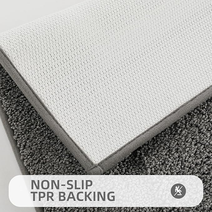 ZOESIOER Bathroom Rugs Sets 2 Piece, Ultra Absorbent Soft Bath Rug, Machine Washable Microfiber Non-Slip Bath Mat for Bathroom Floor, Tub, Toilet, Shower Room, Dark Grey