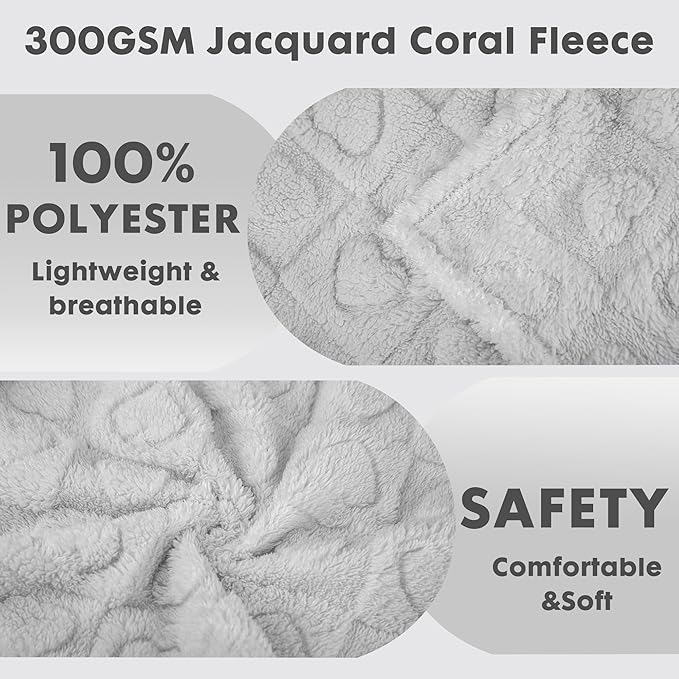gogobunny Calming Plush Dog Cat Blanket 300GSM Coral Fleece, Ultra-Soft Machine Washable Pet Bedding for Small Medium Dogs Cats Puppies Kittens (Silver, 30x40)