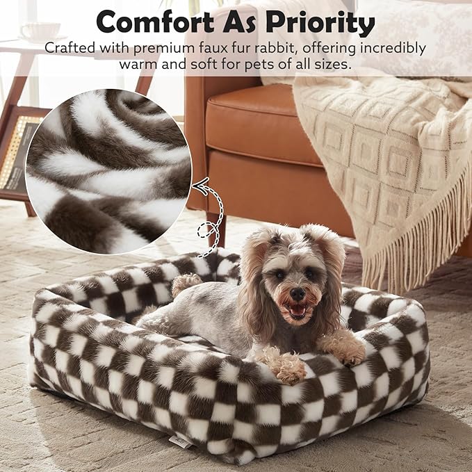 JOEJOY XL Dog Beds Large Sized Dog, Rectangle Washable Orthopedic Corduroy Fleece Pet Bed with Removable Zipper Cover, Cute Soft Calming Puppy Bed with Non Skid Bottom