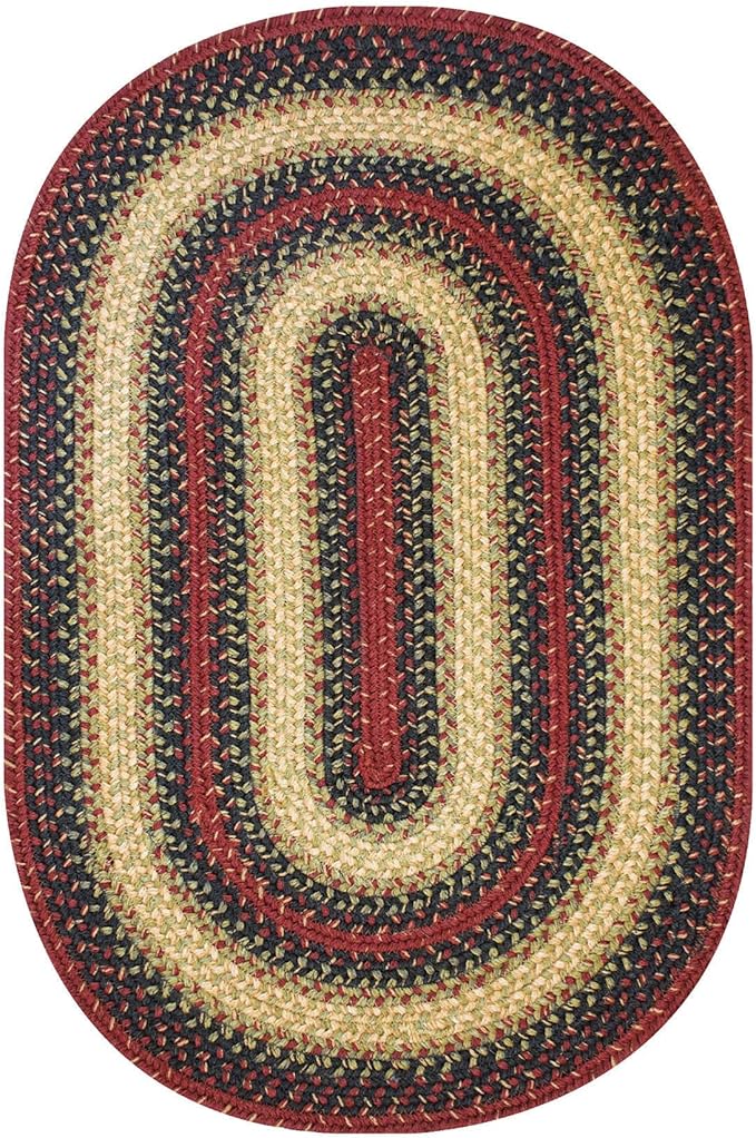 Homespice Highland Oval Braided Rugs 20x30 - Jute Country Kitchen Rugs for Cabin Decor, Reversible, No Shed Jute for Low Maintenance