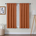 Lecloud Bessie Orange Curtains 63 Inch Length 2 Panels, Light Filtering Curtains for Bedroom, Faux Linen Textured Rod Pocket Curtain Drapes, Window Treatments for Living Room, Each 40 W x 63 L