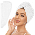SimpleField 2 Pack Microfiber Hair Towel Wrap for Women, Anti Frizz Quick Drying Hair Turban for All Hair Style, Absorbent and Lightweight (Bright White)