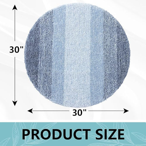 Arotive Microfiber Bathroom Rugs, Shaggy Soft and Absorbent Bath Rug, Non-Slip, Thick Plush Machine Washable Dry Bath Mats for Bathroom, Tub and Shower, 30x30, Light Blue, Round