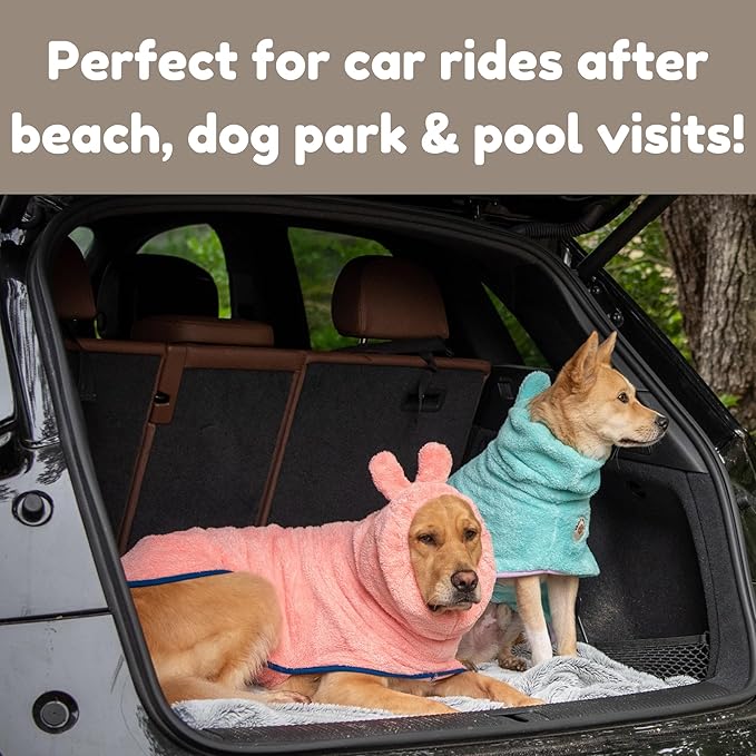 DERPYCHAPPY Premium Dog Towel Robe & Dog Bathrobe for Drying Dogs Made in Korea | Super Absorbent Quick & Adjustable Microfiber Bath Towel for Cats & Puppy Robes After Bath | Soft Warm Coat (Fig,XL)