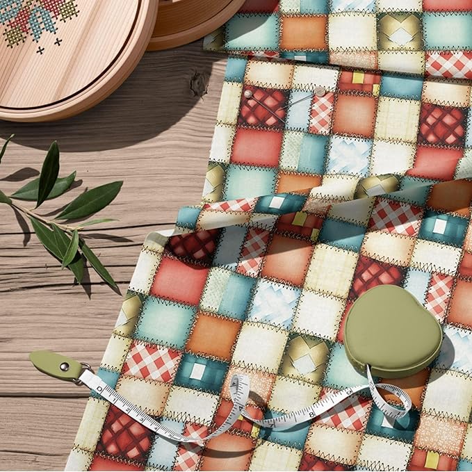 Soft Rustic Patchwork Cotton Fabric – Premium Turkish Printed Cotton 140 GSM, Pre-Cut 61 x 36.6 Inches, Quilting & Sewing Fabric for Crafts, Home Decor & DIY Projects
