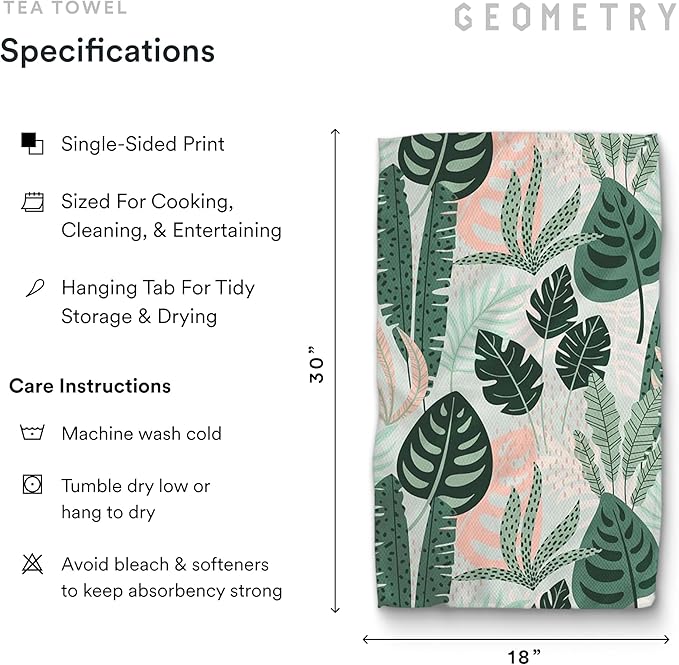 GEOMETRY Kitchen Tea Towels - Quick Dry Microfiber Dish Towels for Kitchen Diedre, 18" x 30" 1 Pack