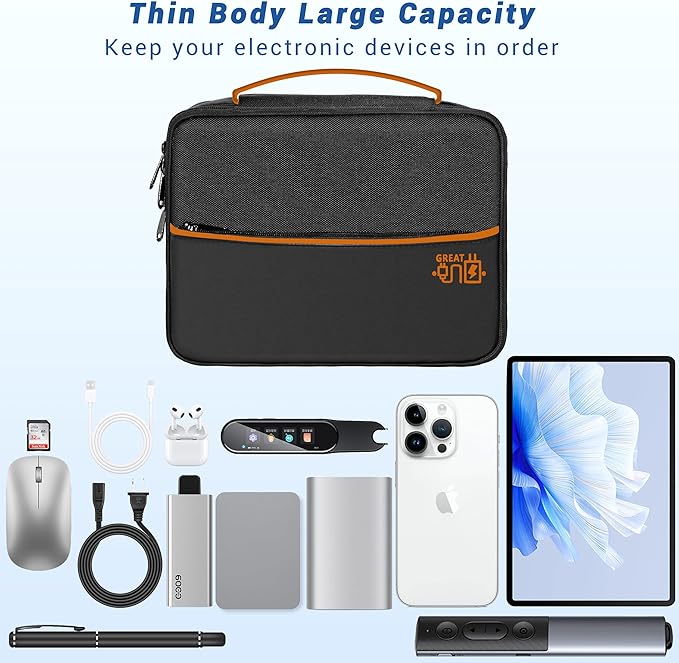 Miavers Electronics Organizer,Travel Cord Organizer Pouch, Portable Cable Organizer Bags, Waterproof Electronic Accessories Storage Case for Cables, Cords, Charger, Phone (Double Layer-Black)