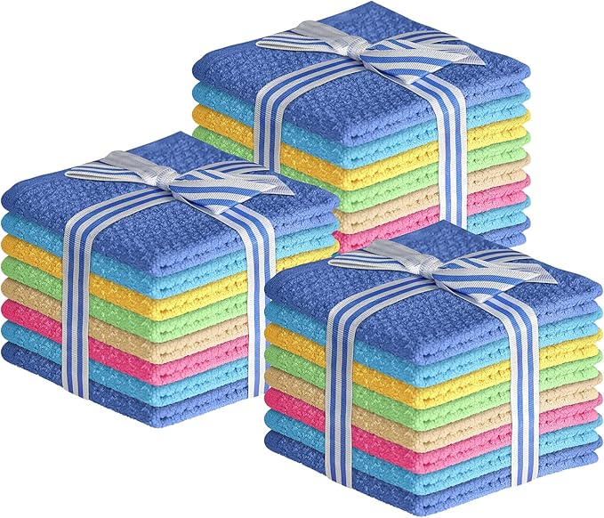 Elaine Karen Multicolored Body Wash Cloths Cotton Washcloths 24 Pack Cotton wash Cloths for Showering, Face Towels Cotton, Rags for Body - Soft and Absorbent - Wash Cloths for Body, 12 x 12 Inches