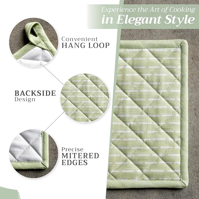Maison d' Hermine Pot Holders 100% Cotton Heat Resistant Potholders 8" x 8" Hot Pads with Loop BBQ, Cooking, Baking, Grilling, Kitchen, Handling Hot Pans Spring/Summer (Pack of 1, Paradise Island)