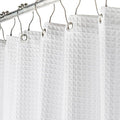 Creative Scents Fabric White Shower Curtain for Bathroom - Spa, Hotel Luxury Matt Waffle Weave Square Design, Water Repellent, 230 GSM Weighty Cloth, 60" x 72" for Decorative Bathroom Curtains
