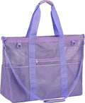 Fammart Mesh Beach Bag, Large Beach Tote Bags with Zipper, Toys Pool Bag for Family Travel Vacation Cruise Essentials