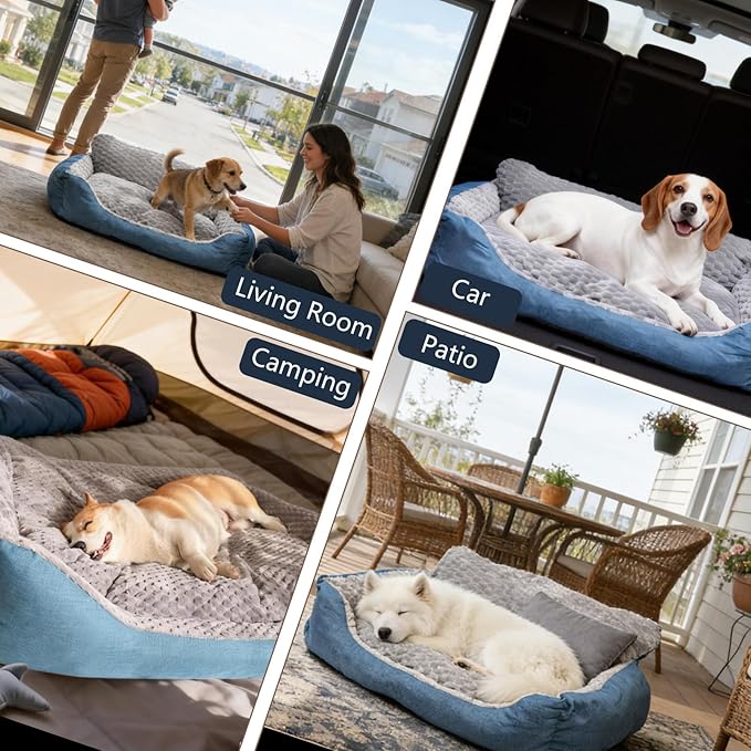 Big Dog Bed for Large Sized Dogs with Soft Plush Cushion, Machine Washable High Backrest Bed, XL Orthopedic Pet Sofa with Non-Slip Bottom,Year-Round Comfort for Dogs Up to 99 lbs