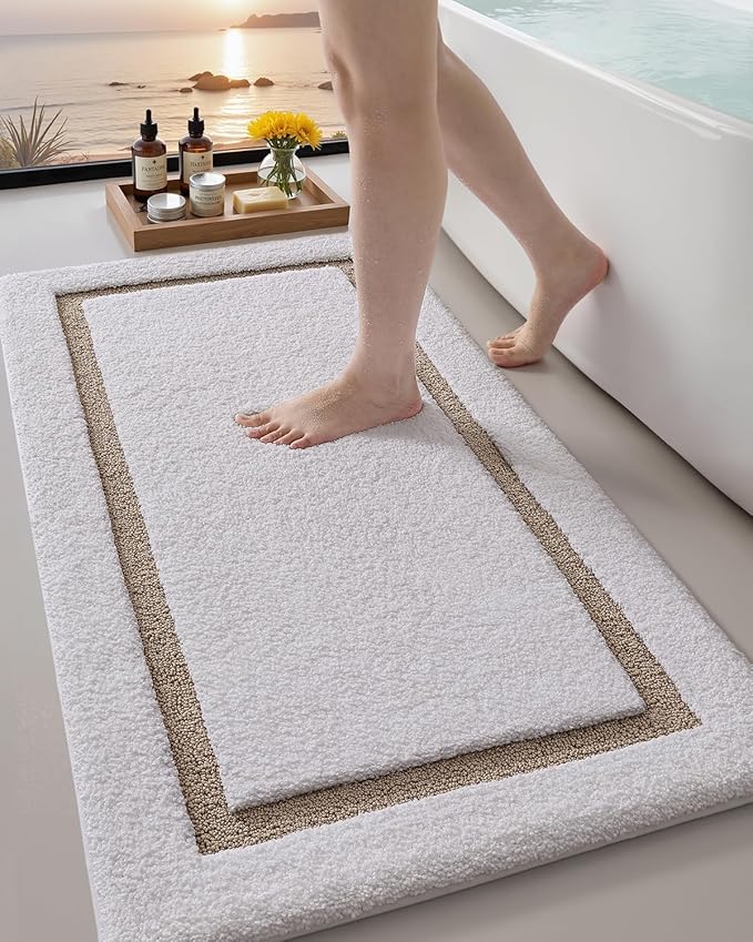 Color&Geometry Bathroom Rugs, Water Absorbent and Quick Dry Microfiber Bath Rugs-24"x43", Non-Slip, Machine Washable, Extra Soft Plush Bath Mats for Bathroom, Laundry Room, Shower and Tub