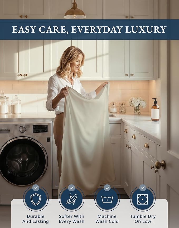 LANE LINEN 100% Egyptian Cotton Split King Sheets for Adjustable Beds - 1000 Thread Count, 15' Extra Deep Pocket Split King Sheets, Naturally Temperature Regulating Cooling Fade Resistant -Linen