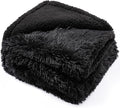 Maidewow Black Calming Pet Blankets for Dogs Waterproof Fluffy Dog Blanket Long Faux Fur Couch Bed Covers for Medium Doggie Kittens Winter Puppy Cover (Black,S-40x28in)