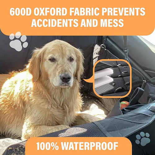 Active Pets Dog Car Seat Cover Car Seat Protector- Dog Seat Cover for Back Seat of SUVs, Trucks, Cars - Waterproof & Convertible Vehicle Hammock for Car Backseat - Mesh Window- Blue, XL